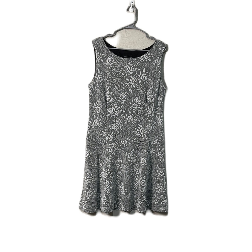 Connected Apparel Floral Sparkle Sequin Gray Fit and Flare Mini Dress Size 16